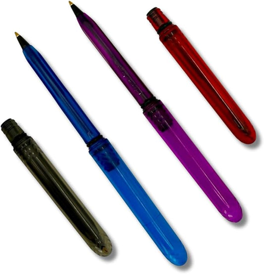 The USA Made Compact Pen – 4 Pack of Translucent Jewel Toned Aesthetic Ballpoint Pens – Chic, Compact & Colorful – for Stationery, School, Work or Journals (Assorted)