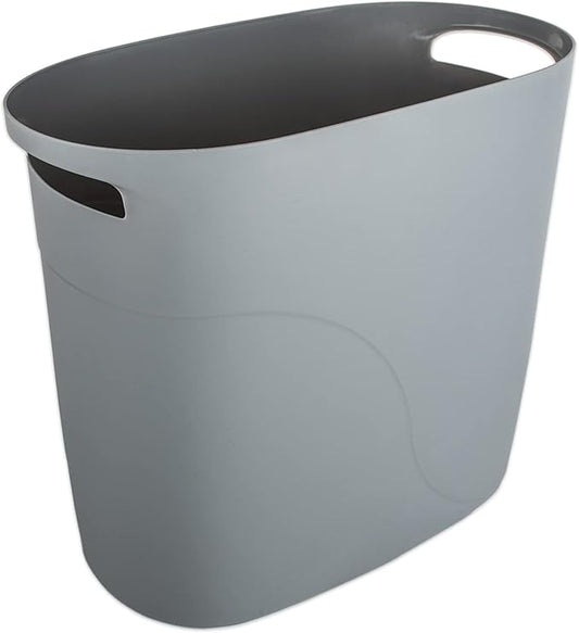 JiatuA Plastic Small Trash Can Slim Waste Basket with Handles 3.2 Gallon Narrow Garbage Container Bin for Bathroom, Bedroom, Kitchen, Home Office Under Desk, Dorm, Laundry Room, Kids Room, Grey