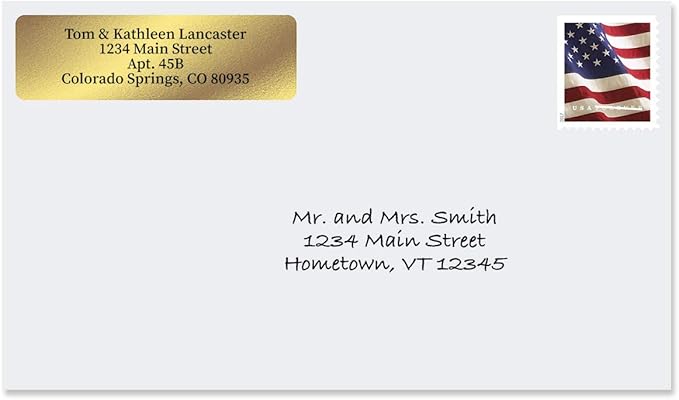 Personalized Return Address Labels, Roll of 500 Gold Foil Self-Adhesive Labels Without Dispenser, Customize with Name & Shipping Address, Colorful Images