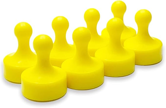 GLASSBOARD STUDIO Powerful Neodymium Magnets, Pawn-Shaped - Strong Fridge/Refrigerator and Whiteboard Magnet, Ideal for Office, Kitchen, Crafts - Rare Earth, Heavy Duty (8, Yellow)