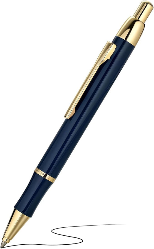 BEILUNER Luxury Gel Pen with 24K Gold Electroplating Finish, Blue Piano Lacquer, Luxury Grade Craftsmanship, Best Gel Pen Gift Set for Men and Women