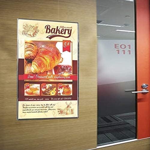 Acrylic Sign Holder 8 x 10 Wall Mount, Wall Mount Sign Holders, Clear Acrylic Frame with 3M Tape Adhesive, Plastic Wall Sign Holder for Office, Home, Restaurant(6 Pack)