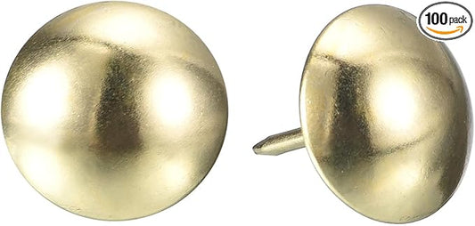 uxcell Upholstery Tacks Nail Pins Furniture, 100Pcs 19x23mm Thumb Tack Pins Assortment Kit Carbon Steel for Home Sofa DIY Decorative Nail Heads Nails, Gold