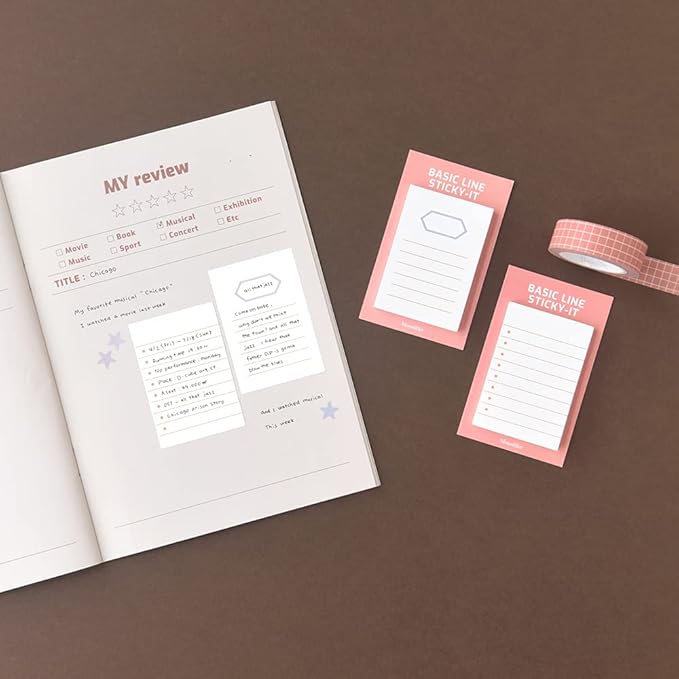 Monolike Basic Line Orange Sticky-it - 6p Set Self-Adhesive Memo Pad 50 Sheets