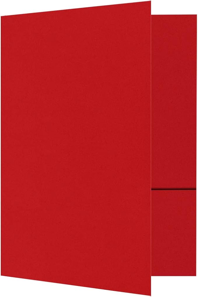 LUXPaper 9" x 12" Presentation Folders | Two Pocket | Ruby Red | 100lb. Cover | 10 Qty
