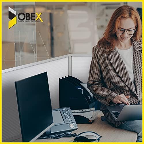 OBEX Polycarbonate Office Desk Mounted Privacy Screen Adjustable Table Top Panel Divider, Universal Aluminum Bracket-USA Made, 18" x 72", White