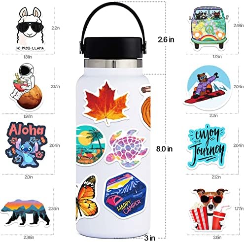 100 PCS Water Bottle Stickers for Kids Teens Girls Adults, Aesthetic Cute Vinyl Waterproof Vsco Cool Stickers, Laptop Scrapbook Skateboard Computer Car Sticker Packs