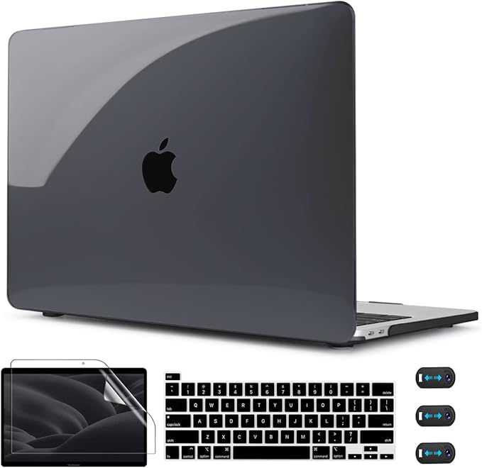 CISSOOK for MacBook Pro 13 Inch Case Black 2025-2020 Release M2 M1 A2338 A2251 A2289 with Touch Bar, Plastic Hard Shell Case Cover with Keyboard Cover for MacBook Pro 13 -Clear Black