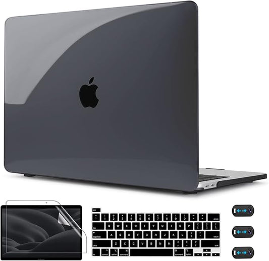 CISSOOK for MacBook Pro 13 Inch Case Black 2025-2020 Release M2 M1 A2338 A2251 A2289 with Touch Bar, Plastic Hard Shell Case Cover with Keyboard Cover for MacBook Pro 13 -Clear Black
