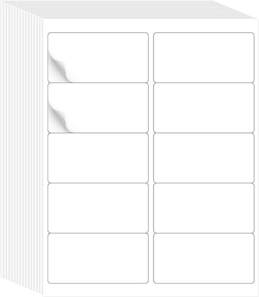 L LIKED 2" x 4" Label Stickers, Printable White 500 Sheets for Laser/Inkjet Printing - Matte White, 10 per Sheets (5000 Labels)