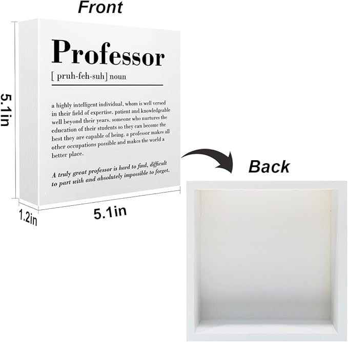 Professor Definition Office Supplies Rustic Desk Decor White Wooden Box Sign Motivational Appreciation Gifts for Professor Teacher Mentor Farmhouse Wood Plaque Thank You Gifts Home Shelf Decorations