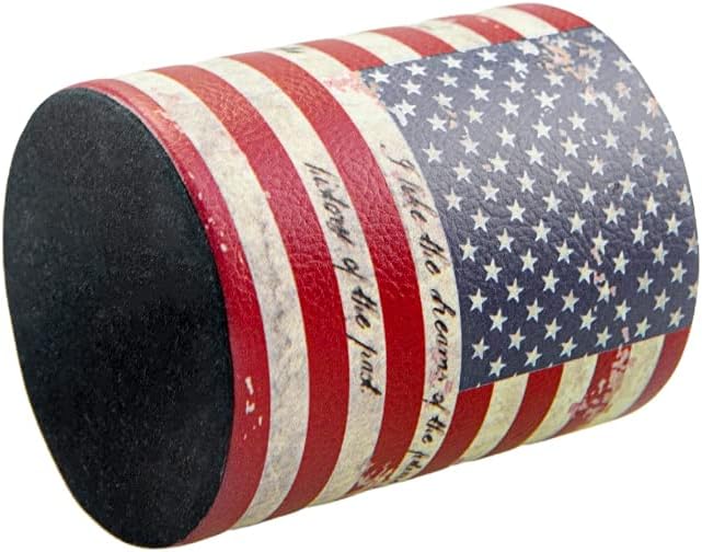 Pen Pencil Holder Cup Container PU Leather Desk Organizer Stand Decor Brush Scissor Holder Decoration Office Desk Home School (3.3" x 3.3" x 4", US Flag)