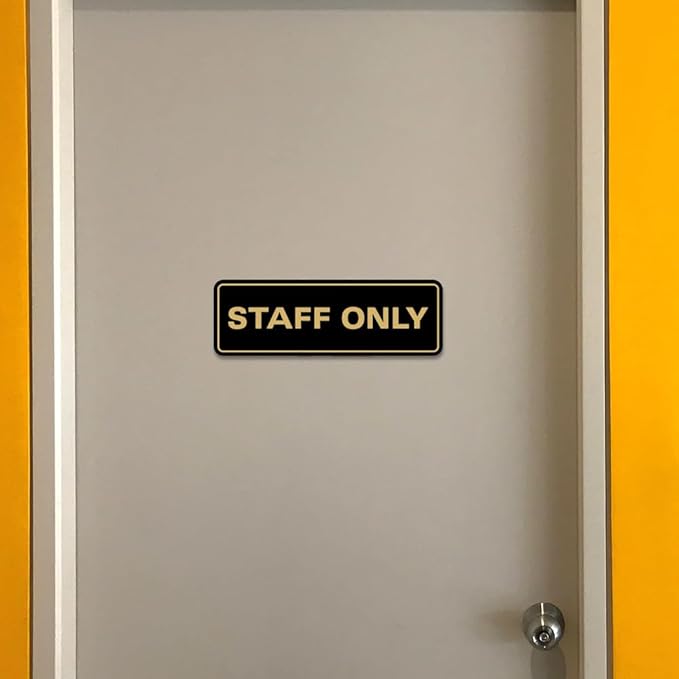 All Quality Standard Staff Only Wall or Door Sign | Easy Installation | Office Workplace Signs | Enhanced Security ‌ - Blue/Gold - Medium (2 Pack)