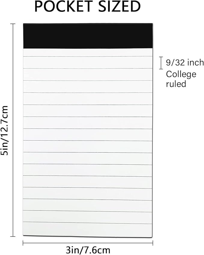 8 Pcs Note Pads Refills 3 x 5 inches Memo Small Notebook Writing Pads with 30 Sheets Each Pad College Ruled Lined Paper NotePads White