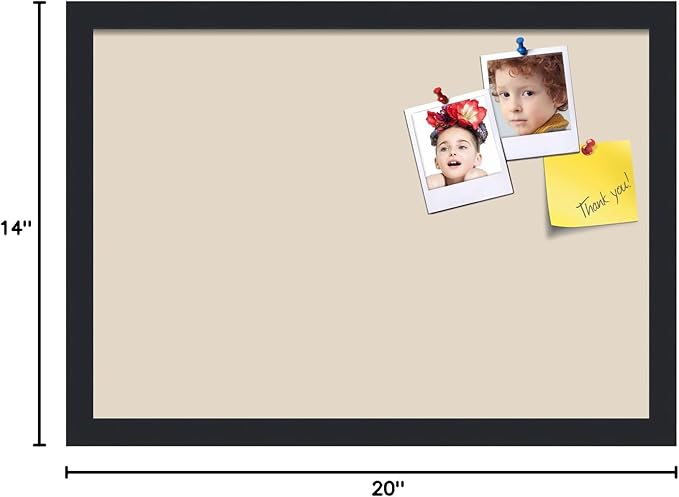 PinPix 20x14 Inch Cork Bulletin Board. This Decorative Framed Pin Board Comes with Desert Pastel Design and a Satin Black Frame. Ideal for Home Office Decor or Message Board (PinPix-1815)