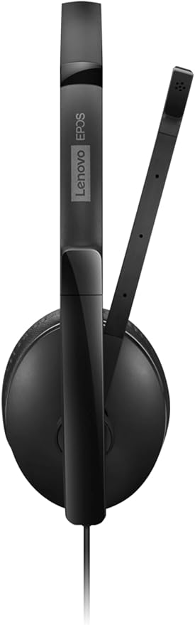Lenovo Wired ANC Headset Gen 2 (Teams) with Active Noise Cancellation, EPOS BrainAdapt & ActiveGard Tech, Lightweight, USB-C, Plug-and-Play, Zoom Certified, Customizable, Hearing Protection