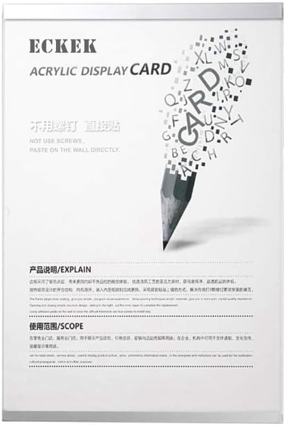 Wall Mount Acrylic Sign Holder Self Adhesive Magnetic Display Frame Clear Document Frame for Office, Store, School, Home, Wall Picture Frame (Vertical A3 297×420mm/11.69×16.54inches)