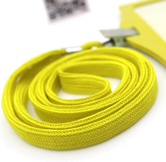 Beebel Lanyard 100 Pack Black Badge Lanyards Flat Lanyards Round 32" With with Badge Clip (Yellow)