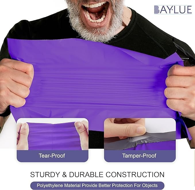 Purple Large Poly Mailers 19x24 Inch | Strong Adhesive Self-Seal Mailer Bags | Tear, Tamper, Water Resistant Shipping Envelopes | Thick Strong polymailer Bags XL Clothing Shipping Bags | 100 Pcs Bulk