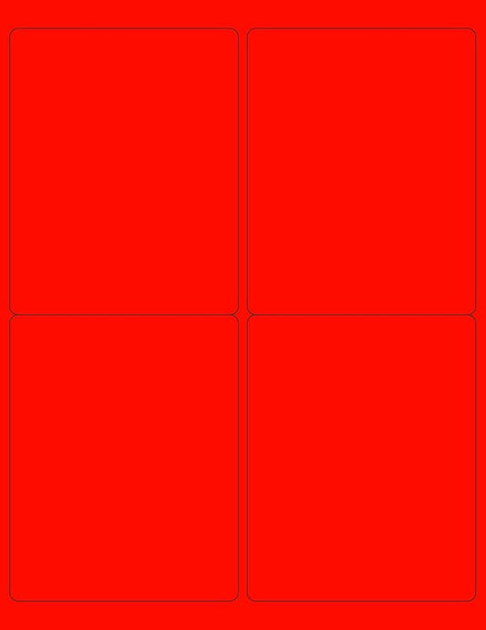 8-1/2 x 11" Neon Color High Light Fluorescent Labels for Laser & Inkjet Printer (Red Fluorescent, 4 x 5" - 4 Per Page | 100 Labels)