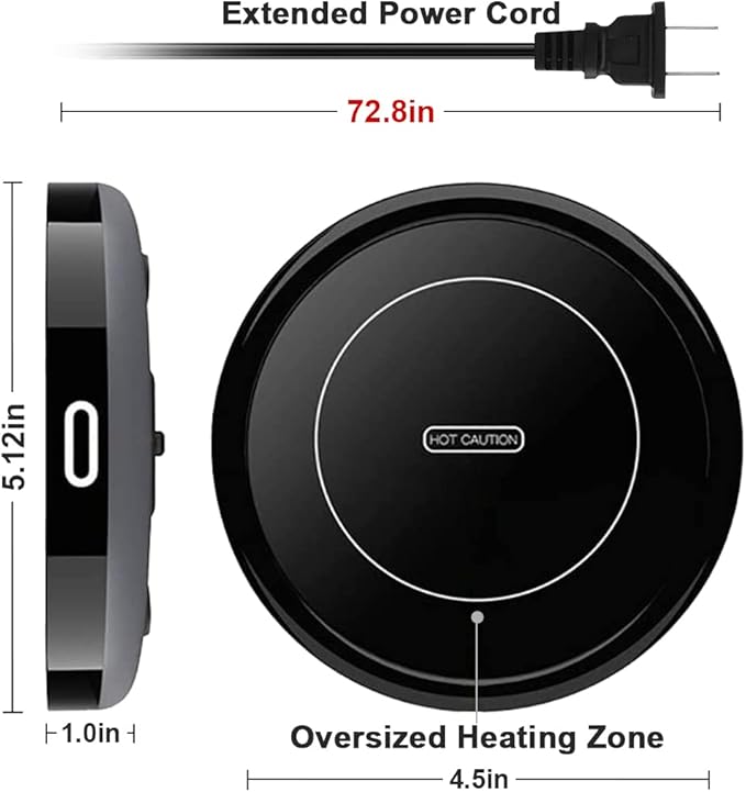 BESTINNKITS Smart Coffee Cup Warmer Set, Auto On/Off Gravity-induction Mug Office Desk Use, Candle Wax Cup Warmer Heating Plate (Up To 131F/55C), 14oz