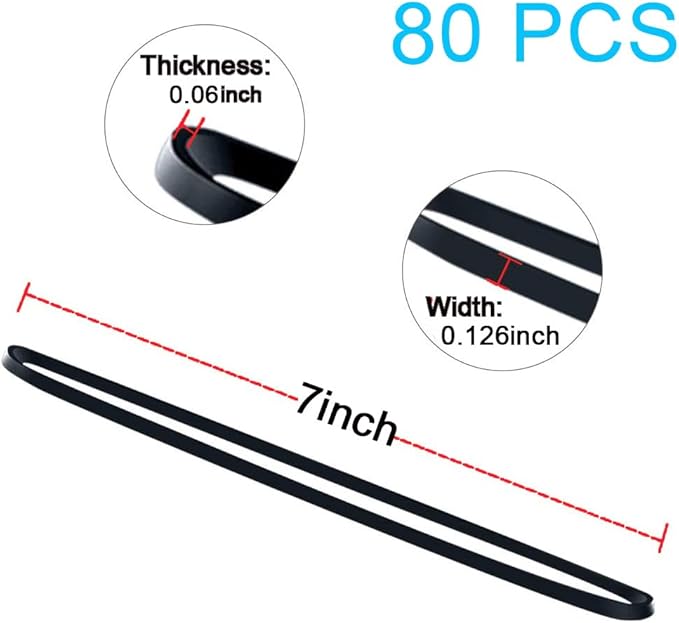 AMUU Rubber Bands Fits 8-33 Gallon Trash Cans Black Large 120 Pack Size #117B (7" x 1/8") for Trash Cans Big Large Strong Elastic Bands for Office Supplies File Folders Litter Box