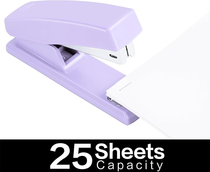 Deli Stapler, Desktop Staplers with 640 Staples, Office Stapler, 25 Sheet Capacity, Purple