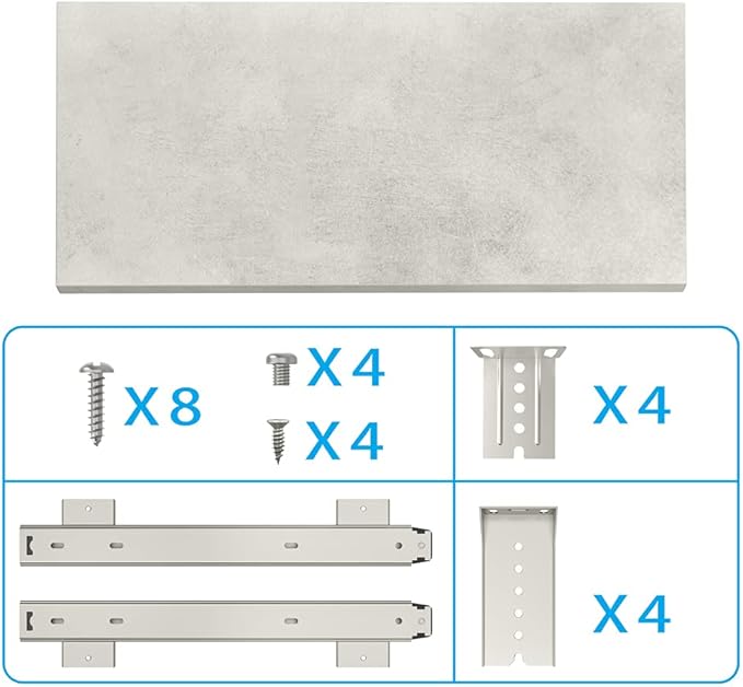 FRMSAET Furniture Accessories Office Product Suits Hardware 20/24/30 inches Keyboard Drawer Tray Wood Holder Under Desk Adjustable Height Platform(24 inches, Gray Rock)