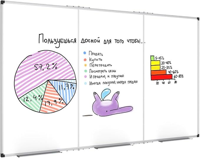 XBoard Magnetic Whiteboard 96 x 48 Inch, Giant Foldable Dry Erase White Board for Wall with Marker Tray 8' x 4' | Aluminum Frame Presentation Board
