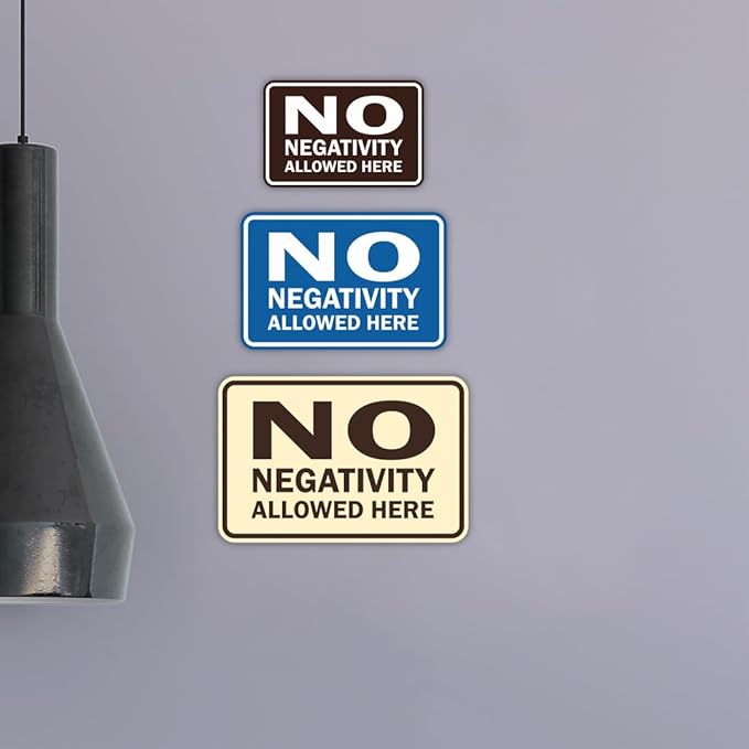 Signs ByLITA Classic Framed No Negativity Allowed Here Sign (Black) - Medium 5 Pack