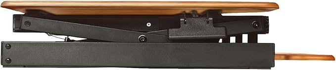 Rocelco 46" Large Height Adjustable Corner Standing Desk Converter - Quick Sit Stand Up Dual Monitor Riser - Gas Spring Assist Computer Workstation - Wide Keyboard Tray - Teak Wood Grain (R CADRT-46)