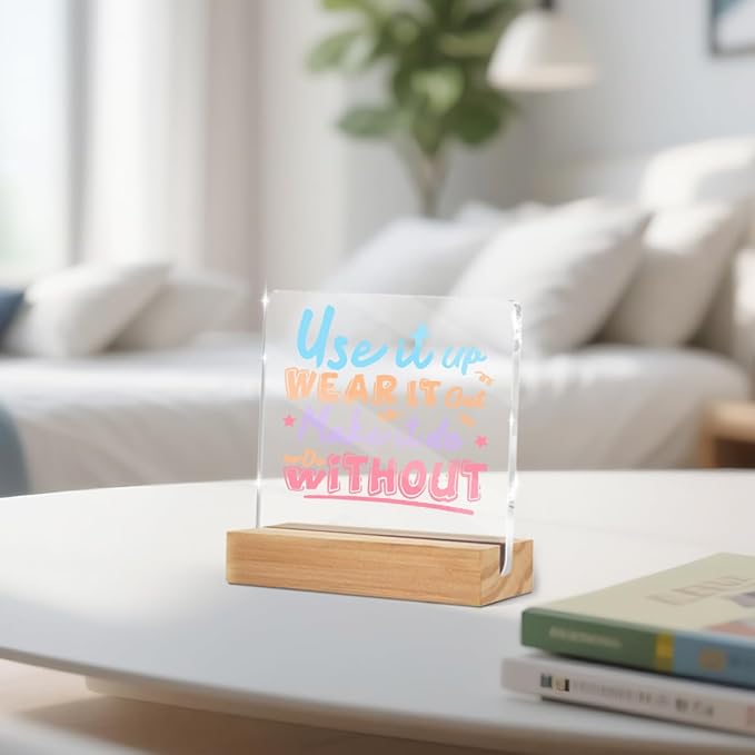 Funny Office Sign Decor, Encouragement Acrylic Sign With Wooden Stand Decorative for Farmhouse Home Tabletop Cubicle Shelf Desk Accessories Decor Inspirational Motivational Gifts