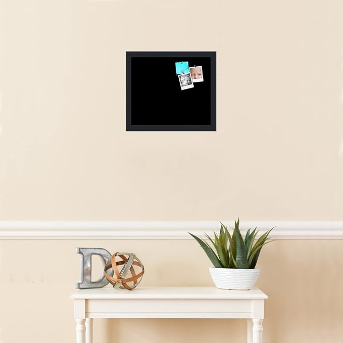 PinPix 14x12 Inch Cork Bulletin Board. This Decorative Framed Pin Board Comes with Solid Black Design and a Satin Black Frame. Ideal for Home Office Decor or Message Board (PinPix-622)
