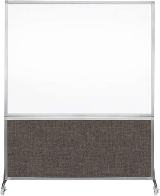 DivideWrite Mobile Whiteboard | Double Sided Dry Erase Board | Portable Office Cubicle Partition | Display for Classrooms, Conference Rooms, Meeting Areas and More | Mocha Fabric 5' Wide x 6' Tall