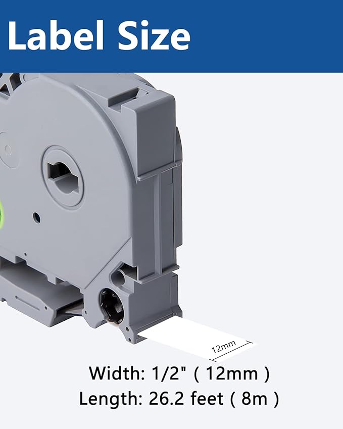 3-Pack TZ Tape 12mm 0.47 x 26.2 Laminated White Tape Compatible for Brother Label Maker Tape Cassette for PT PTH110 PTD410 Black on White