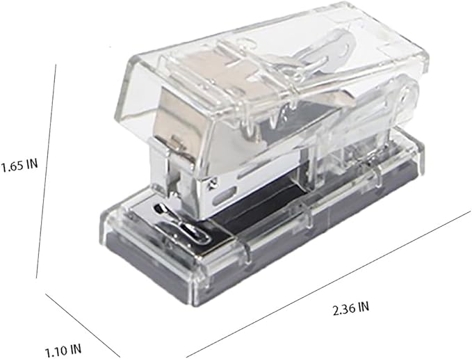 Mini Portable Stapler, 1000 Staples, Clear, 20 Sheets, Manual, Minimalist Style