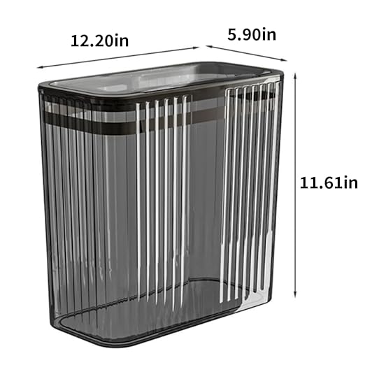 Transparent Trash Can, Bathroom Trash Cans with Lids, 3.5 Gallon Garbage Can for Bedroom, Office, Plastic Slim Waste Basket with Press Top Lid, 15L Clear Trash Bin for Home, Kitchen (Gray)