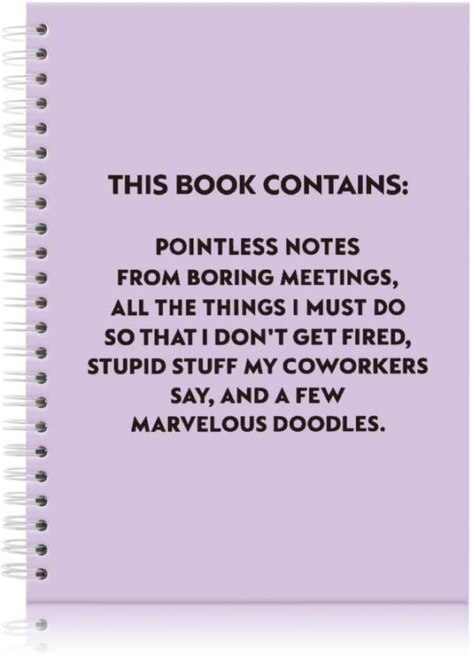 Pointless Notes from Boring Meetings Funny Purple Golden Spiral Notebook, Humorous Office Gifts, Gag Gifts for Coworkers, Funny Office Sarcastic Gifts for Coworkers,Team Members, Employees