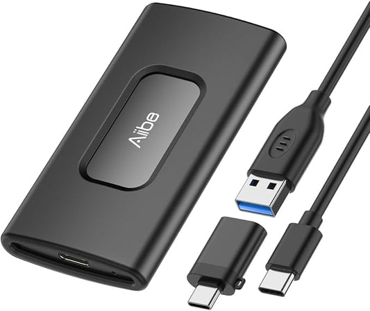 Aiibe 2TB External SSD USB C Portable SSD USB 3.2 Gen 2, Up to 1050MB/s, External Hard Drive 2TB External Solid State Drive for iPhone 16/15, Laptop, Mac and PS5 (Black)