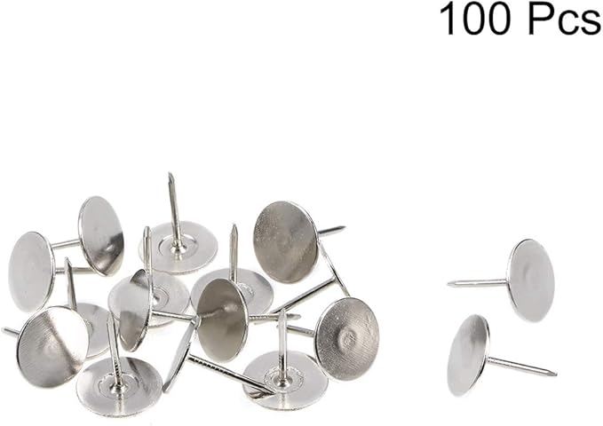 uxcell Upholstery Nails Tacks 19mmx23mm Flat Head Furniture Nails Silver Tone for Furniture Sofa Headboards, 100 Pcs