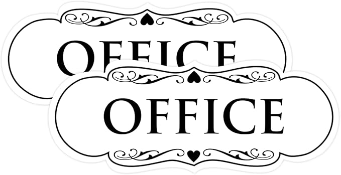 All Quality Designer Office Sign | Easy Installation - White - Large (2 Pack)