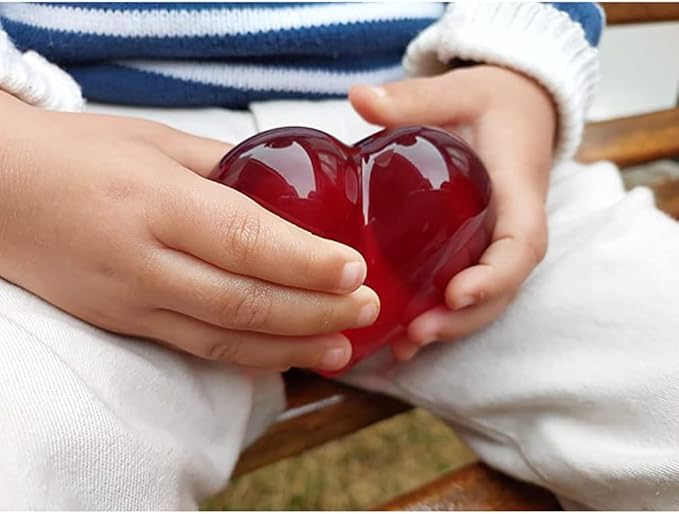 Ca D Oro Small Red Heart Glass Paperweight Hand Blown Murano-Style Art Glass