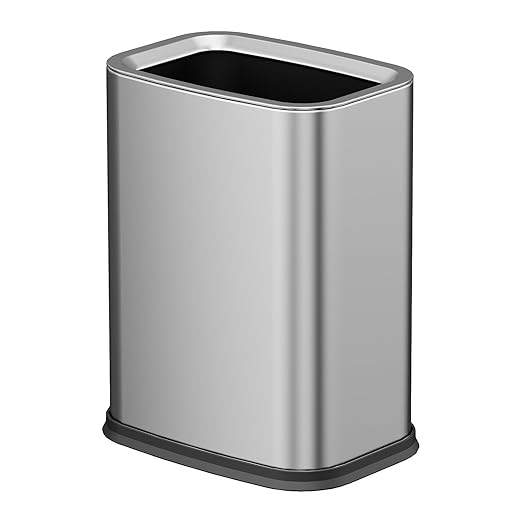 2.6 Gal Stainless Steel Bathroom Trash Can,Metal Waste Baskets with Removable Inner Bucket,Small Office Garbage Can