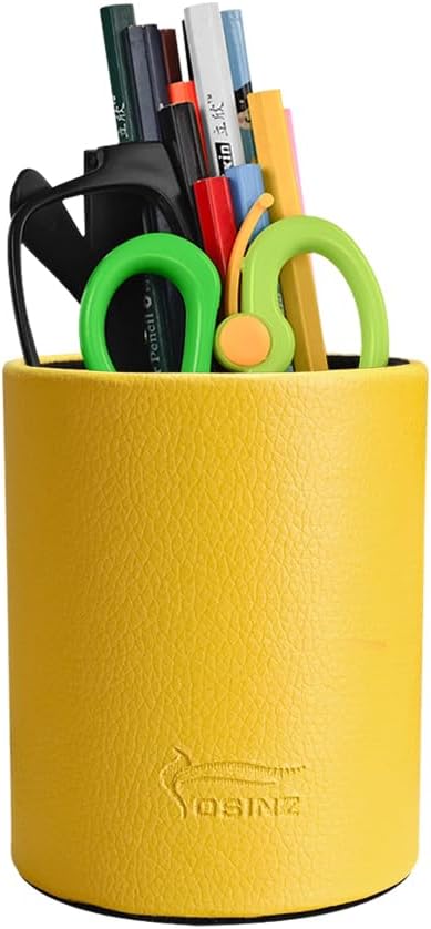 Pen Pencil Holder Cup Container PU Leather Desk Organizer Stand Decor Brush Scissor Holder Decoration Office Desk Home School