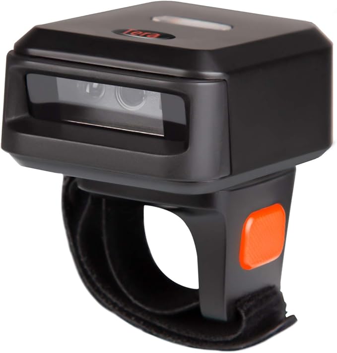 Tera 1D Wireless Barcode Scanner Compatible with Bluetooth, Printed Digital Barcode Reader Scanner Mini Wearable for Windows, Mac OS, Android with Vibration Alert Model HW0011