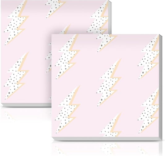 Sticky Notes 3x3 Inches, 2 Pads Cute Colorful Self-Stick Note Pads, Easy to Post for Home, Office and Daily Life Organization Cute Pink Bolt