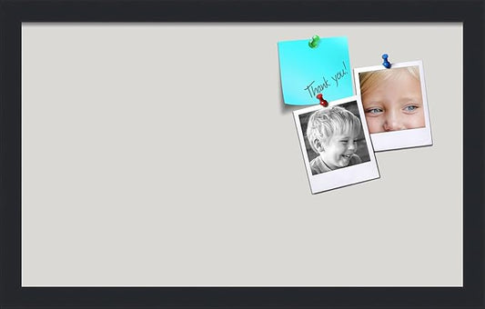 PinPix 20x12 Inch Cork Bulletin Board. This Decorative Framed Pin Board Comes with Light Stone Design and a Satin Black Frame. Ideal for Home Office Decor or Message Board (PinPix-1809)