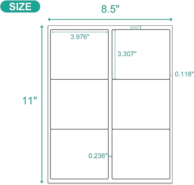 MFLABEL 3-1/3" x 4" Shipping Address Sticker, FBA Labels, 6-UP Sticker Label, White Shipping Label, Easy to Peel, Address Paper for Laser/Ink Jet Printer, 6 Per Page (15000 Labels, 2500 Sheets)