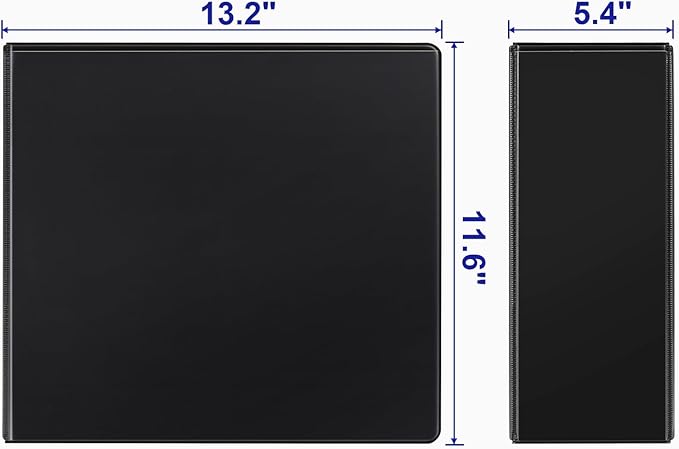 Comix Durable 3 Ring Binder, 5 inch D Ring Binders, Hold 950 Sheets of US Letter Size Paper, 2 Pack (Black)