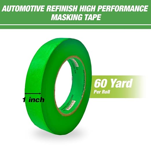 LAUCO DINOGREN High Performance Masking Tape for Car Paint, Heat & Water Resistant, Multi-Purpose Green (1 in (36 Rolls))